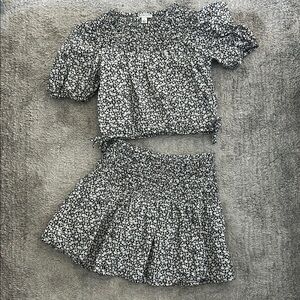 Crewcuts Black and White Floral Set (skirt and top)